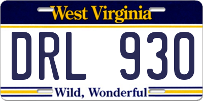 WV license plate DRL930