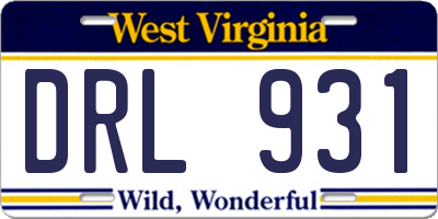 WV license plate DRL931