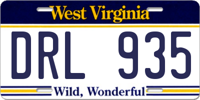 WV license plate DRL935
