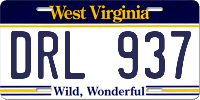 WV license plate DRL937