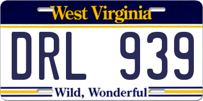WV license plate DRL939