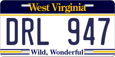 WV license plate DRL947