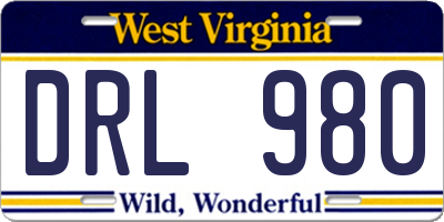 WV license plate DRL980