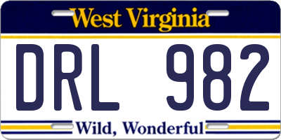 WV license plate DRL982