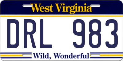 WV license plate DRL983