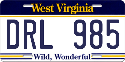 WV license plate DRL985
