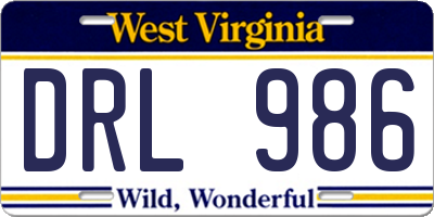WV license plate DRL986