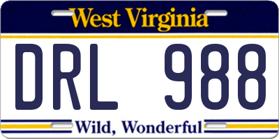 WV license plate DRL988