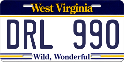 WV license plate DRL990