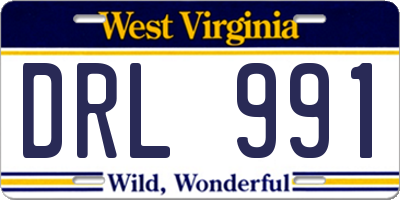WV license plate DRL991