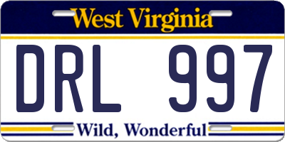 WV license plate DRL997