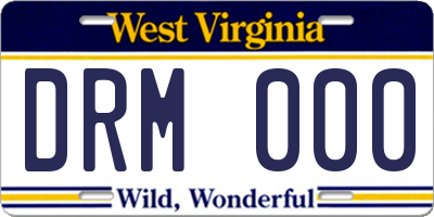 WV license plate DRM000