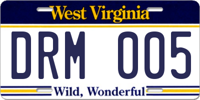 WV license plate DRM005