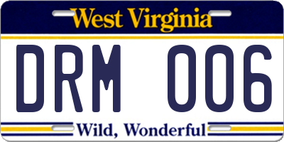 WV license plate DRM006