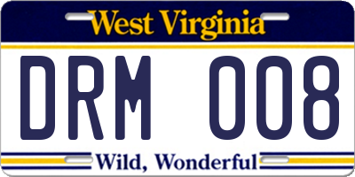 WV license plate DRM008