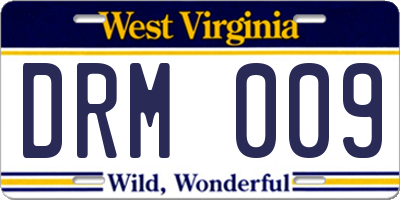 WV license plate DRM009