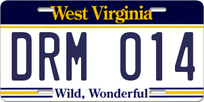 WV license plate DRM014