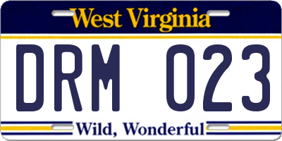 WV license plate DRM023
