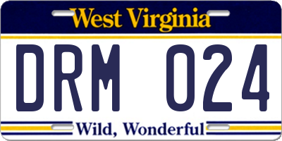 WV license plate DRM024