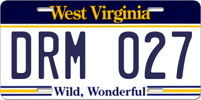 WV license plate DRM027