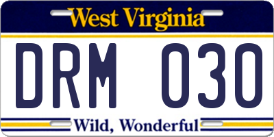 WV license plate DRM030