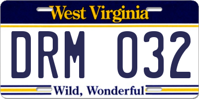 WV license plate DRM032