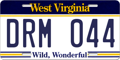 WV license plate DRM044