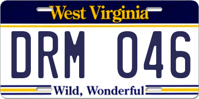 WV license plate DRM046