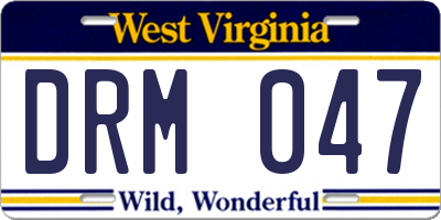 WV license plate DRM047