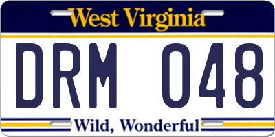 WV license plate DRM048