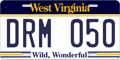 WV license plate DRM050