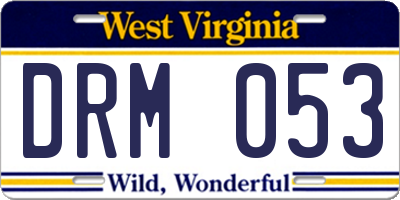 WV license plate DRM053