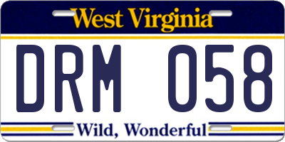 WV license plate DRM058