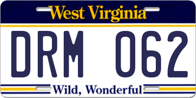 WV license plate DRM062