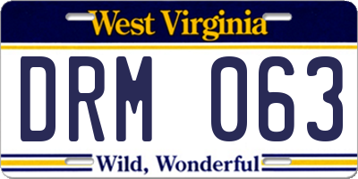 WV license plate DRM063