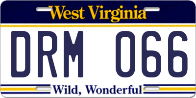 WV license plate DRM066