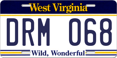 WV license plate DRM068