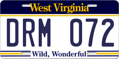 WV license plate DRM072