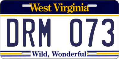 WV license plate DRM073