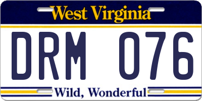 WV license plate DRM076