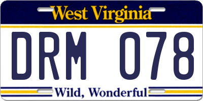 WV license plate DRM078