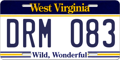 WV license plate DRM083