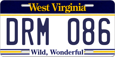 WV license plate DRM086