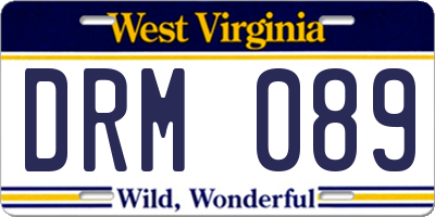 WV license plate DRM089