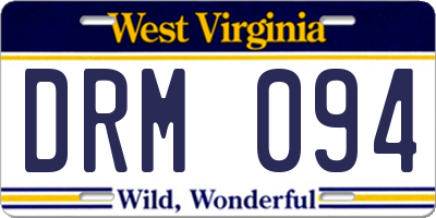 WV license plate DRM094