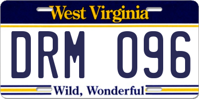 WV license plate DRM096