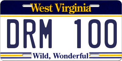 WV license plate DRM100