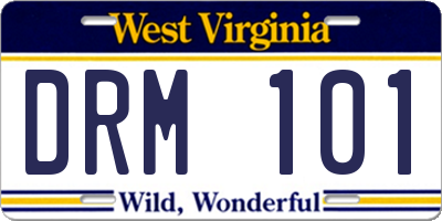 WV license plate DRM101