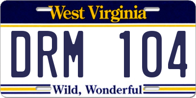 WV license plate DRM104