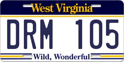 WV license plate DRM105